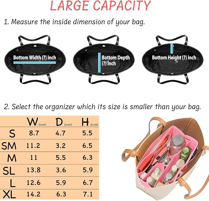 DailyPlus Purse Organizer Insert Felt Bag Organizer Handbag Organizer Insert - Image 6