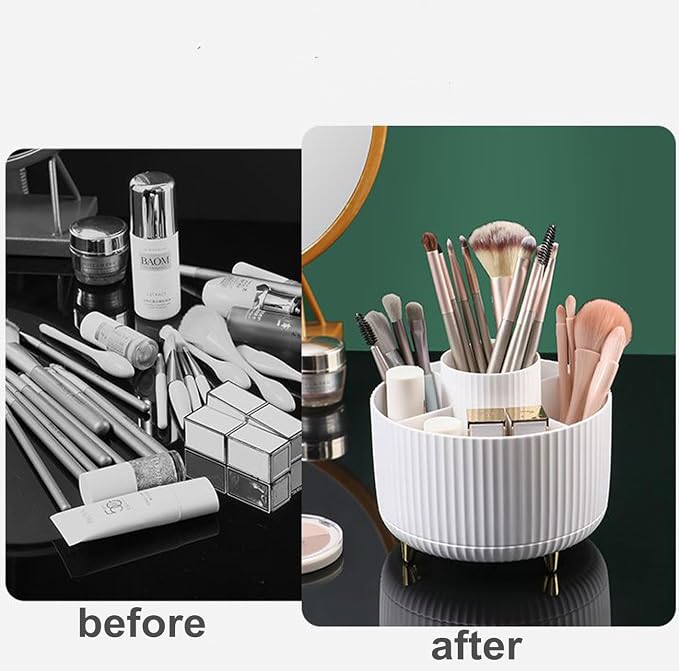 360 Degree Rotating Makeup Brush Holder Organizer Detachable Design 5 Slot Make - Image 2