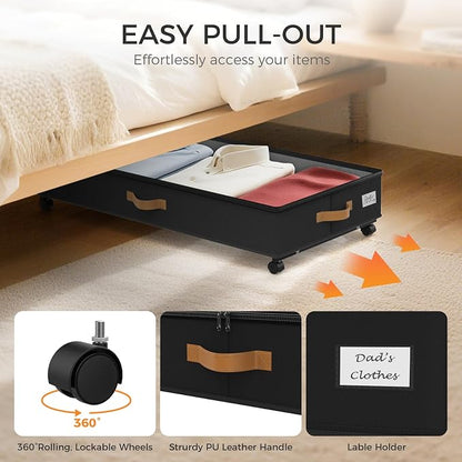 Under Bed Storage with Wheels 2-Pack, 75L XXL Under the Bed Storage Containers - Image 5