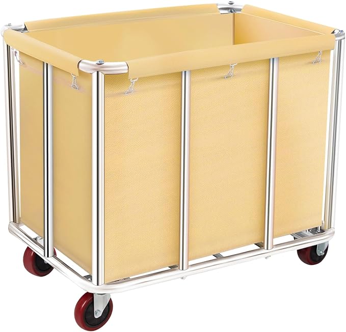 Commercial Laundry Cart with Wheels, 11.35 Bushels Large Roller with Removable by frides