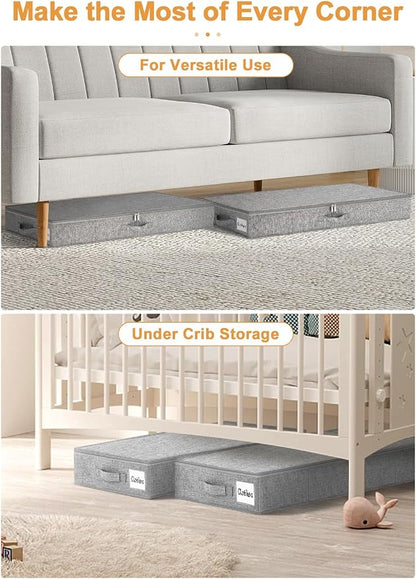 punemi Under Bed Storage Containers, 2 Pack 4.5 Inch Tall Low Profile Underbed - Image 4