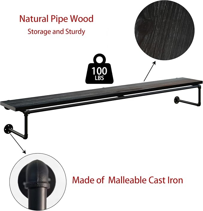 Clothes Rack 70in, Wall Mounted Garment Racks - Image 3