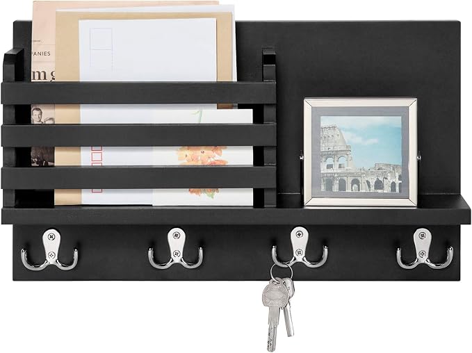 Dahey Wall Mounted Mail Holder Wooden Key Holder Rack Mail Sorter Organizer by Dahey