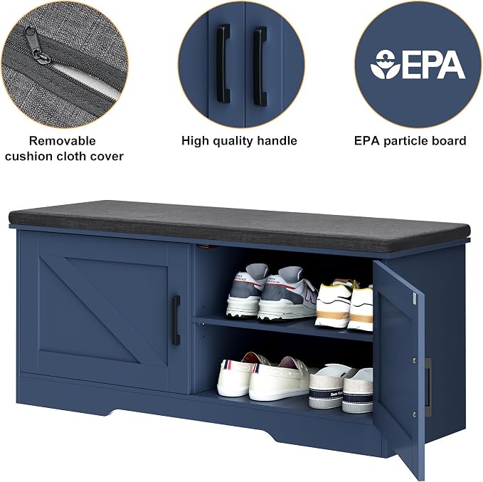 HOMSHO Farmhouse Shoe Storage Bench - Image 6
