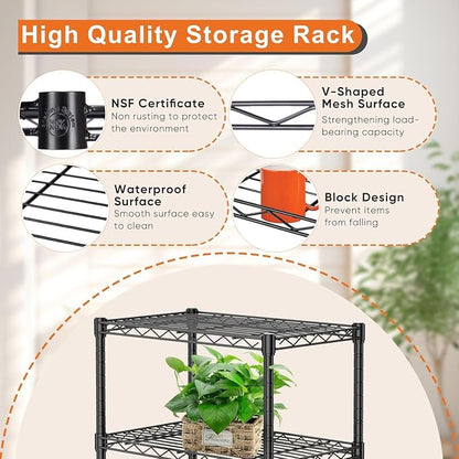 HealSmart 5-Tier Metal Wire Storage Shelves, Adjustable Standing Storage Rack - Image 4