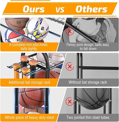 PLKOW Basketball Rack, Rolling Ball Storage - Image 2