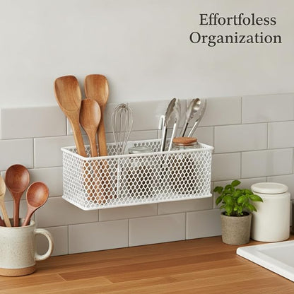 Wire Grid Hanging Basket, Iron Wall Mount Organizer - Image 2