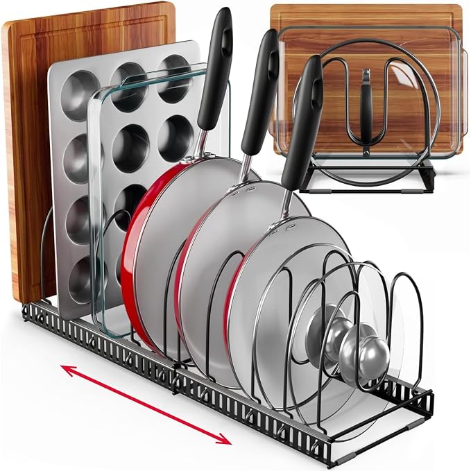 Better Things Home 12+ Expandable Pan and Pot Lid Organizer Rack by BetterThingsHome