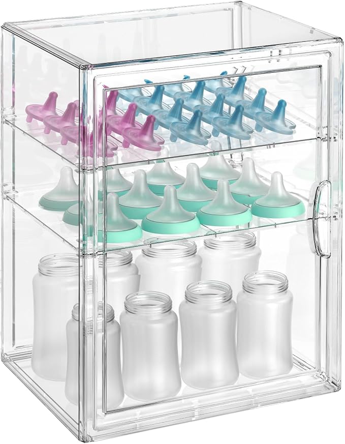 BOHOIDEE 14.17"X10.63"X10.63" Baby Bottle Organizer 3 Tier Clear Acrylic Storage by BOHOIDEE-CreativeDisplay