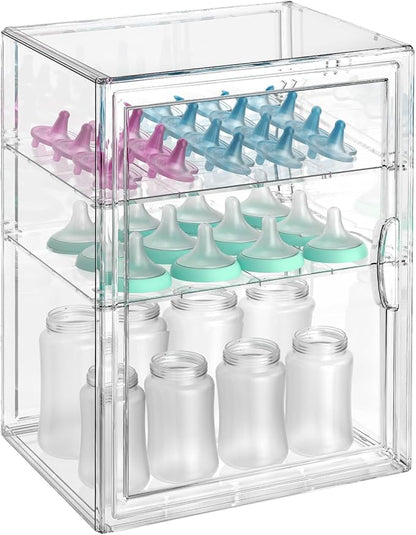 BOHOIDEE 14.17"X10.63"X10.63" Baby Bottle Organizer 3 Tier Clear Acrylic Storage by BOHOIDEE-CreativeDisplay