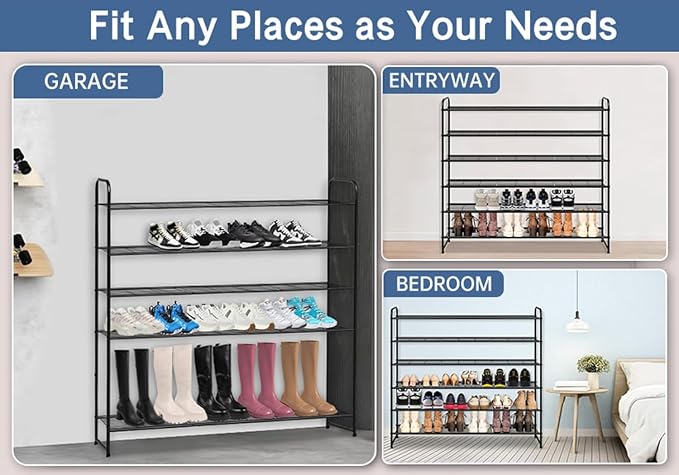 KEETDY Large Shoe Rack 6 Tier Organizer Tall Metal Shoe Organizer - Image 6