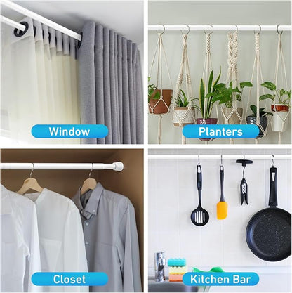 MEXAU 2Pack Spring Tension Curtain Rod 27-50 inch White Small Tension Rod | - Image 3