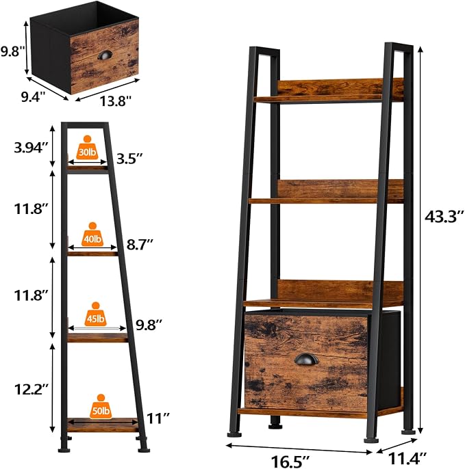 Furologee 4 Tier Ladder Shelf, Small Bookshelf - Image 3