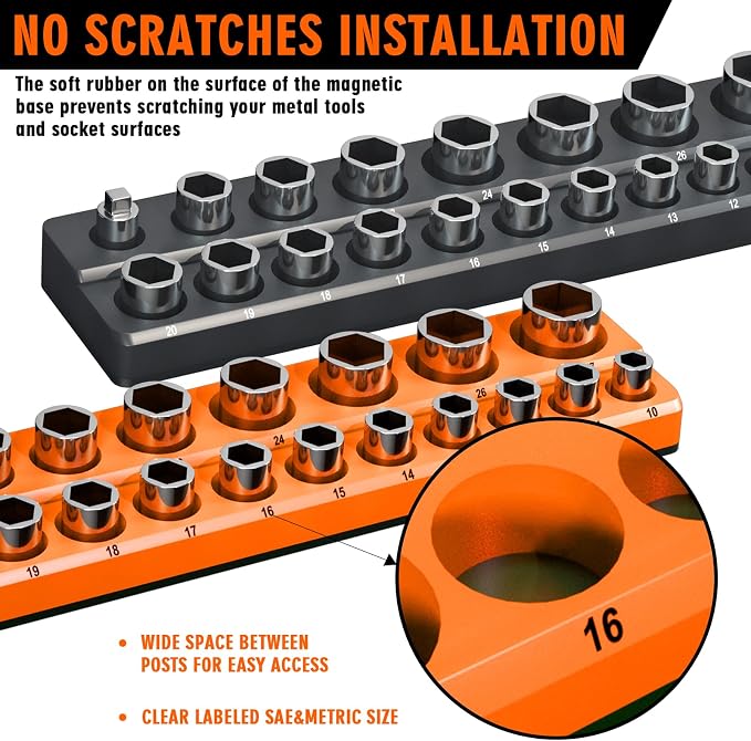 Magnetic Socket Organizer Holder Set – 8-Piece Tool Organizers Including 1/4" - Image 6