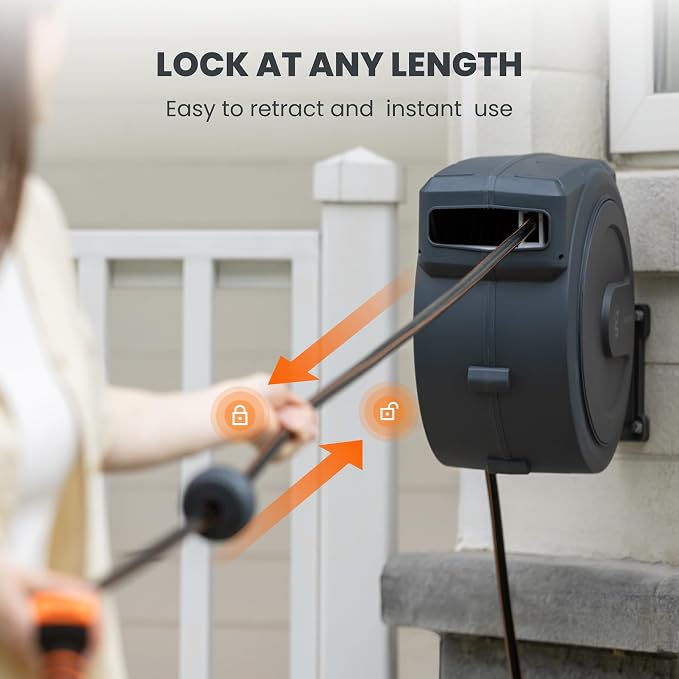 Giraffe Tools PRO Heavy Duty Retractable Garden Hose Reel - 78ft 1/2 Inch Auto - Image 6
