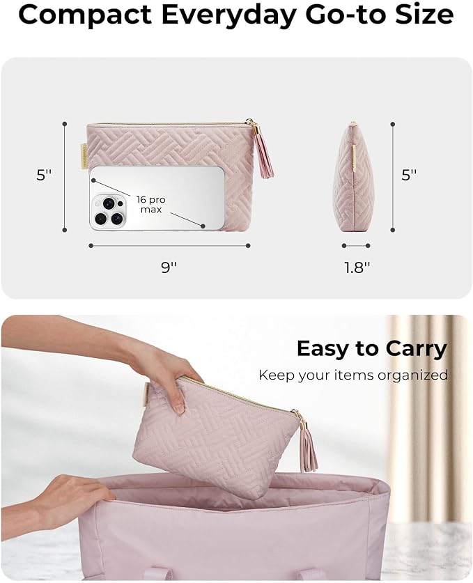 BAGSMART Small Makeup Bag, Elegant Cosmetic Pouch - Image 3