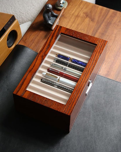 wood pen display case 24 slot Fountain pen Box storage Organizer - Image 3
