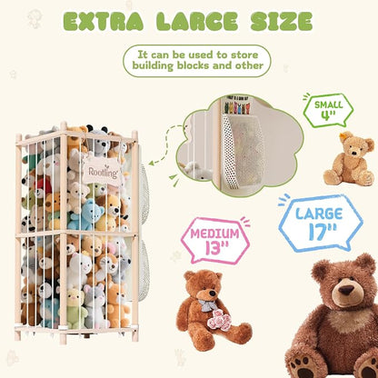 Stuffed Animal Storage & Organizer, 54 inch Tall Wooden Cute Zoo Toy Holder - Image 5