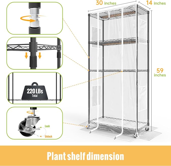 Indoor Greenhouse with Grow Light and Shelves - Image 5