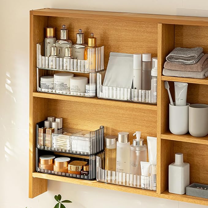 2-Tier Stackable Medicine Cabinet Organizer Shelves, Cotton Swab Holder - Image 2