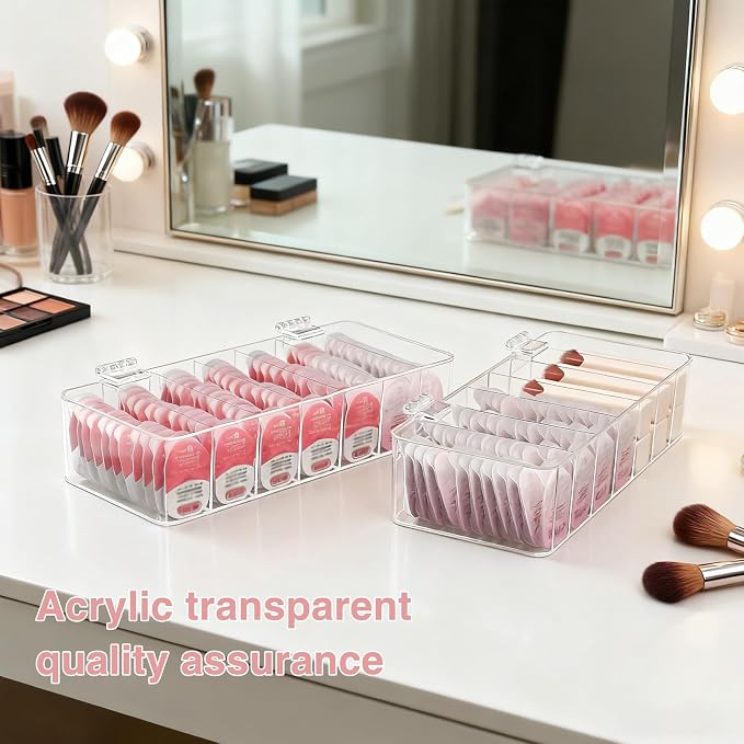 2 Pack Clear Acrylic Makeup Organizers, 7-Section Bathroom Organizer - Image 8