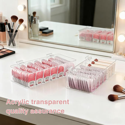 2 Pack Clear Acrylic Makeup Organizers, 7-Section Bathroom Organizer - Image 8