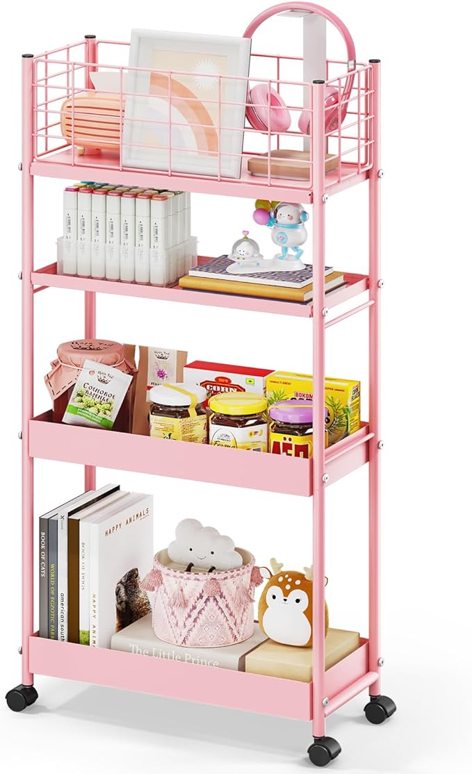 KINGRACK Slim Rolling Storage Cart 4 Tier by KINGRACK