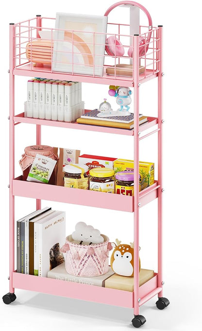 KINGRACK Slim Rolling Storage Cart 4 Tier by KINGRACK