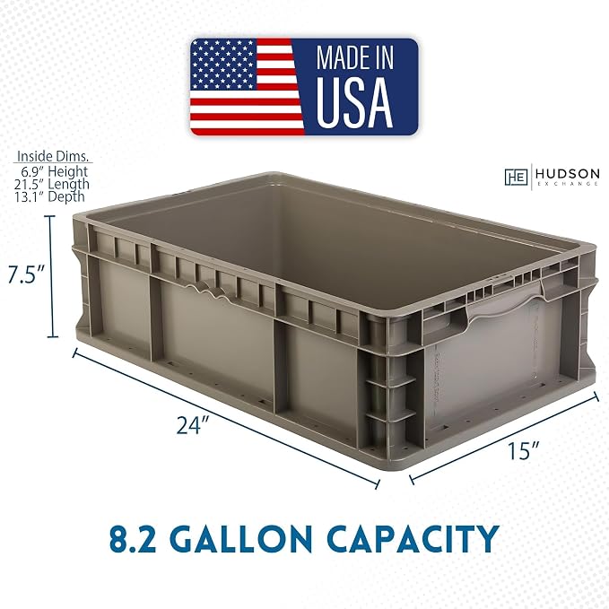Hudson Exchange 24 x 15 x 7.5" Straight Wall Handled Storage Container Tote - Image 2