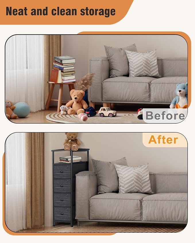Narrow Dresser for Bedroom, Fabric Tall Dresser & Chests of Drawers - Image 6
