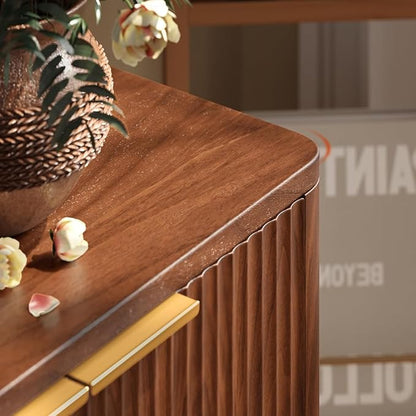 Evermagin 67" Fluted Walnut Buffet Cabinet Sideboard - Image 6