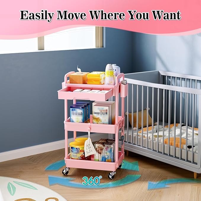 SUNALLY 3 Tier Rolling Cart - Image 4