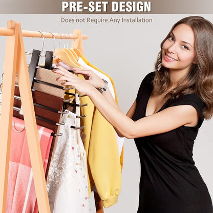 HUITEM Space Saving 6 Tier Pant Hangers, Stainless Steel, 2 Pack - Image 4
