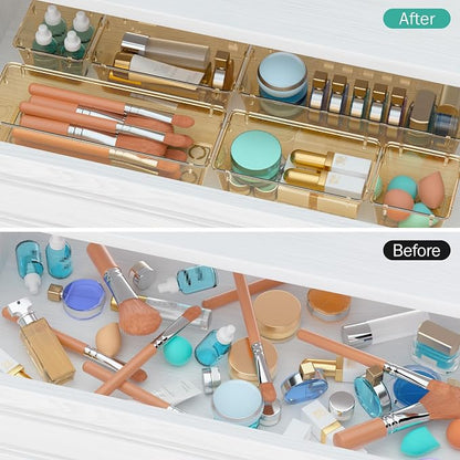 WOWBOX 6 Pack Clear Drawer Organizer Set, Acrylic Drawer Storage Trays - Image 4
