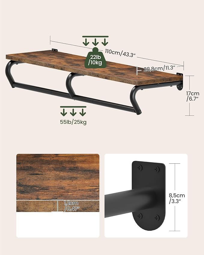 CHOEZON Wall Mounted Clothes Rack, Metal Garment Rack - Image 4