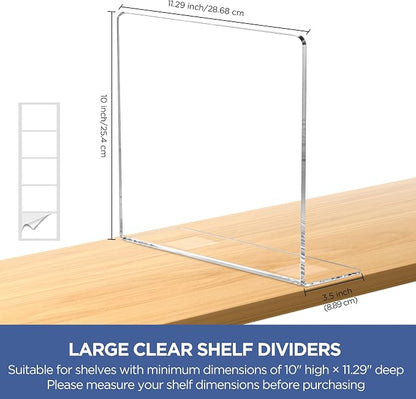 HBlife Acrylic Shelf Dividers for Closet Organization, 6 Pack Clear Sturdy - Image 3