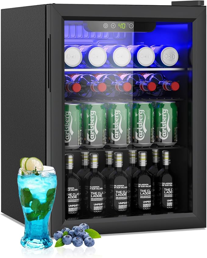 2.6 Cu.ft Beverage Refrigerator Cooler, 95 Can Mini Fridge by Unknown