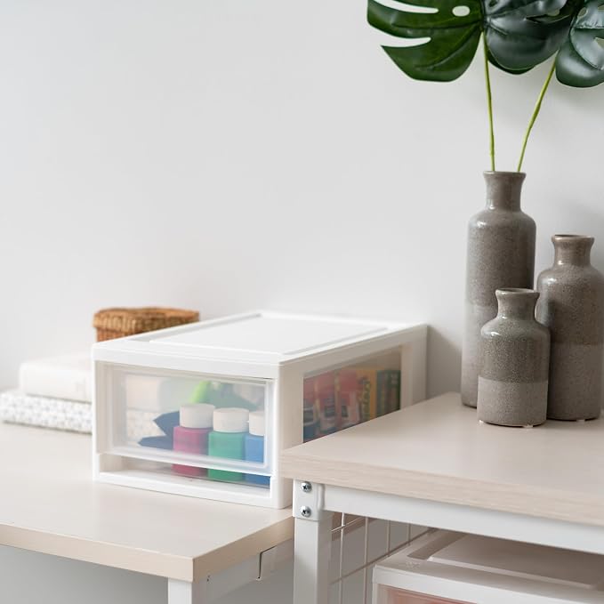 IRIS USA 6 Qt. Plastic Drawer Storage Organizer Stacking Drawers, Stackable Unit - Image 6