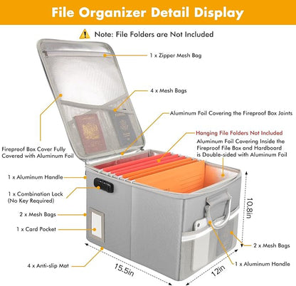 TOMKID 5200°F Fireproof Document Box, Fire Important Document Organizer - Image 3