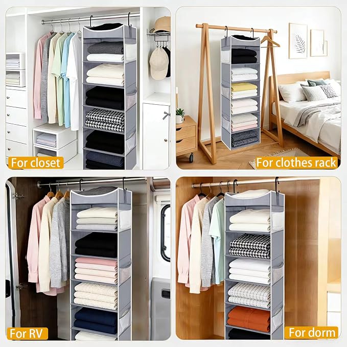 6-Shelf Hanging Closet Organizer and Storage - Image 6