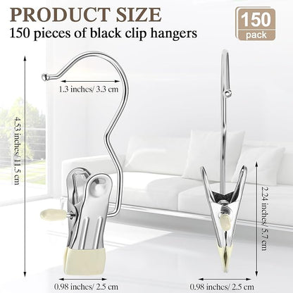 Yinder 150 Pcs Boot Hangers Clips Laundry Hooks Hanging Stainless Steel Clothes - Image 2