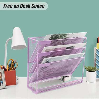 EASEPRES Desk File Organizer Mesh 4-Tier, Hanging Wall Mount Document - Image 5