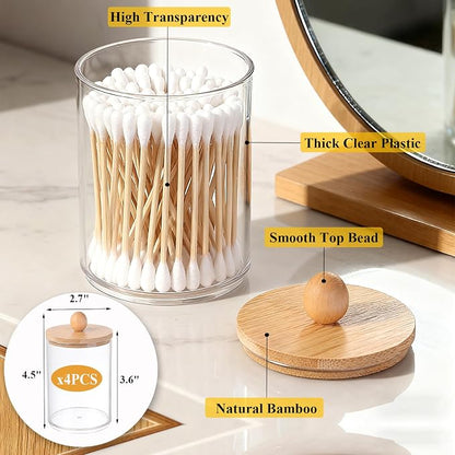 6 Pack Clear Stackable Storage Drawers & Qtip Holder Dispenser - Image 6