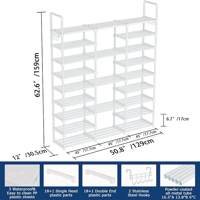 Mavivegue 9 Tiers Shoe Rack Tall Shoe Organizer Shoe Storage 50-55 Pairs - Image 2