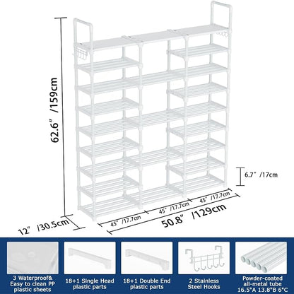 Mavivegue 9 Tiers Shoe Rack Tall Shoe Organizer Shoe Storage 50-55 Pairs - Image 2