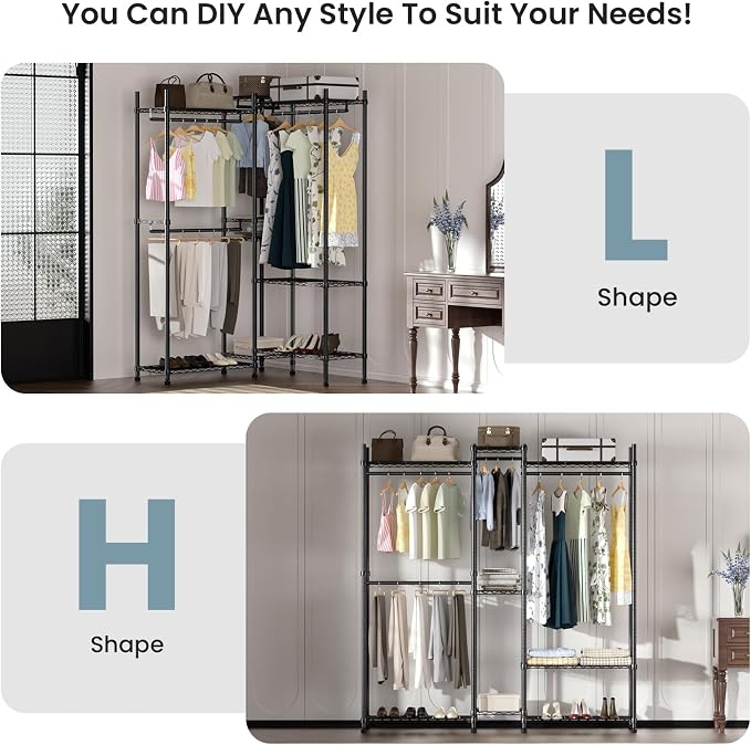 Garment Rack Heavy Duty Clothes Rack Adjustable Freestanding Metal Portable - Image 7