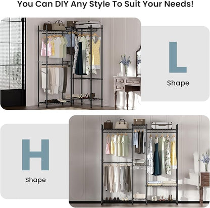 Garment Rack Heavy Duty Clothes Rack Adjustable Freestanding Metal Portable - Image 7