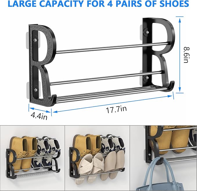 Wall Shoe Rack for RV Shoe Storage, 3 Pack Wall Mounted Shoe Rack - Image 2