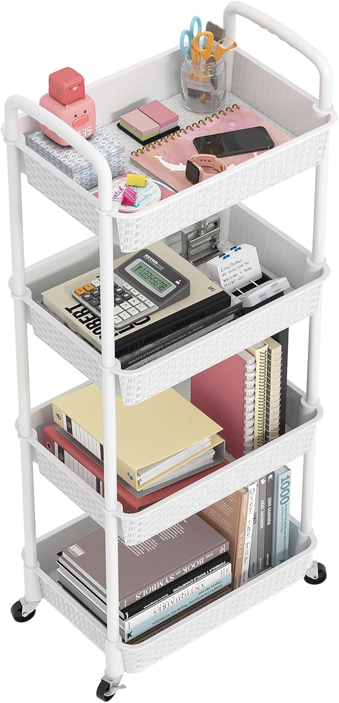 MOYIPIN 4-Tier Plastic Rolling Utility Cart by MOYIPIN