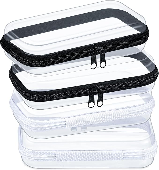 Hoolerry 4 Pcs Hard Clear Zipper Case Makeup Bags Plastic Pencil Pouch by Hoolerry
